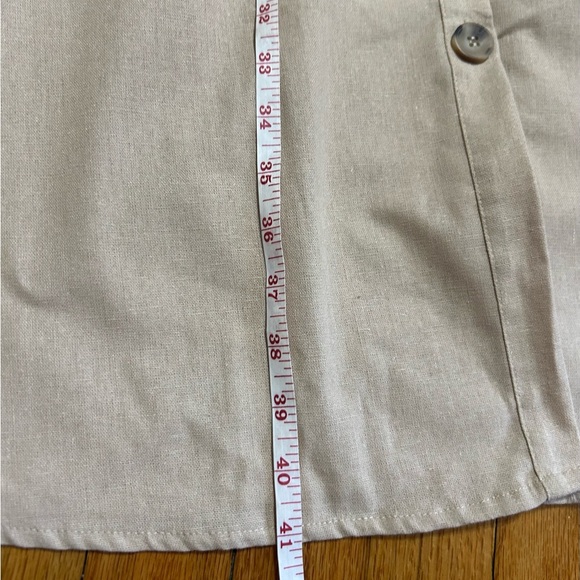 NWT Blashe Button Down Dress Size S Tie Belt Collared Short Sleeve Linen Blend - Picture 6 of 8